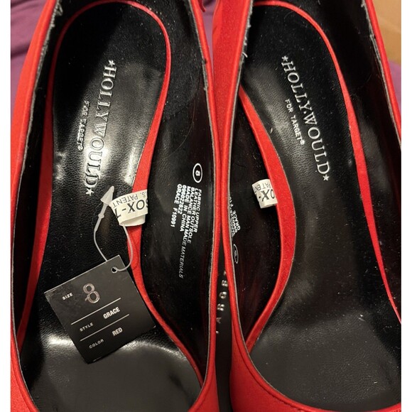 Hollywould For Target Grace Women 8 Red Satin ￼Heels Vintage Y2K Glam Girl Boss - Picture 6 of 10